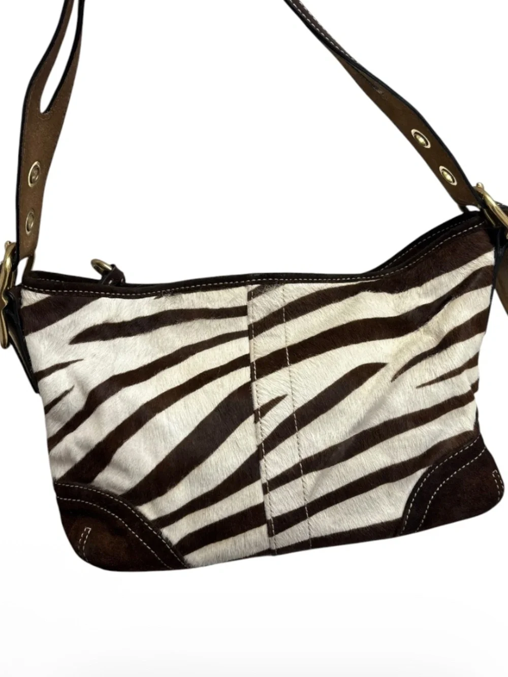 Coach 8A65 rare vintage y2k zebra pony hair shoulder bag